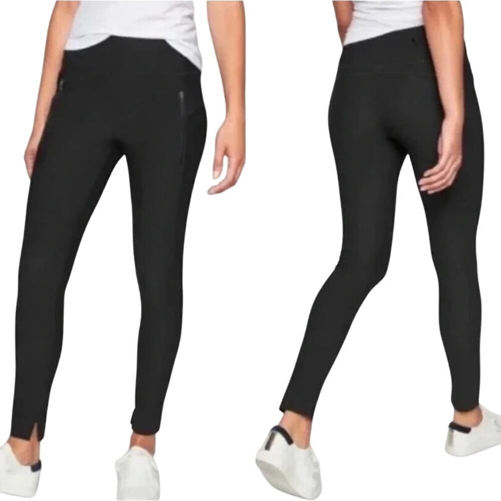 Athleta Stellar Trouser Pant Womens Size M in Black Travel Casual Office EUC
